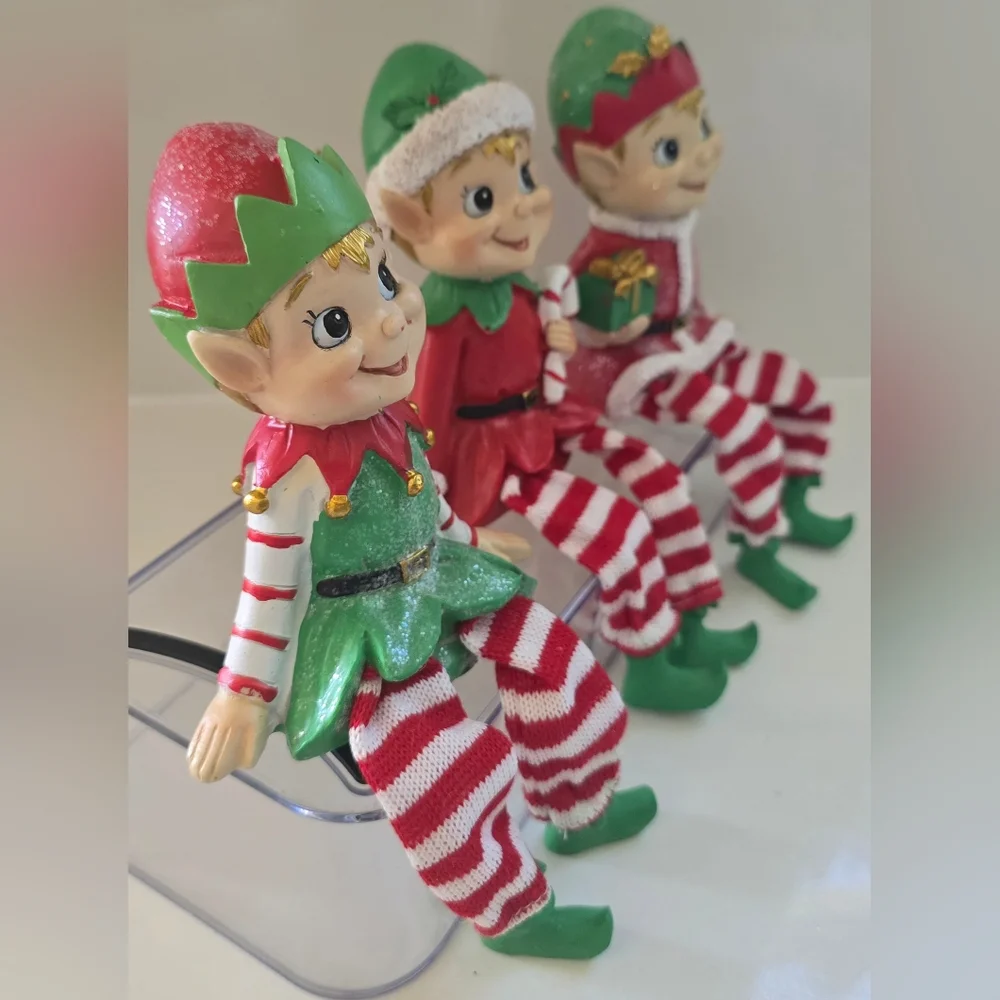 Target Collections Hand-painted Happy Smiling Christmas Elves Dangling‎ Legs 3